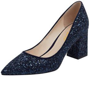 navy sparkly pumps